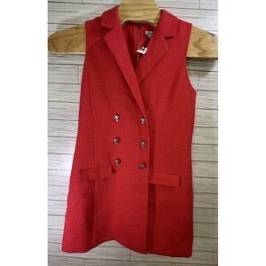 NWT JASON WU Women's Button Orange Boucle Tweed sleeveles Blazer Dress Sz M $325